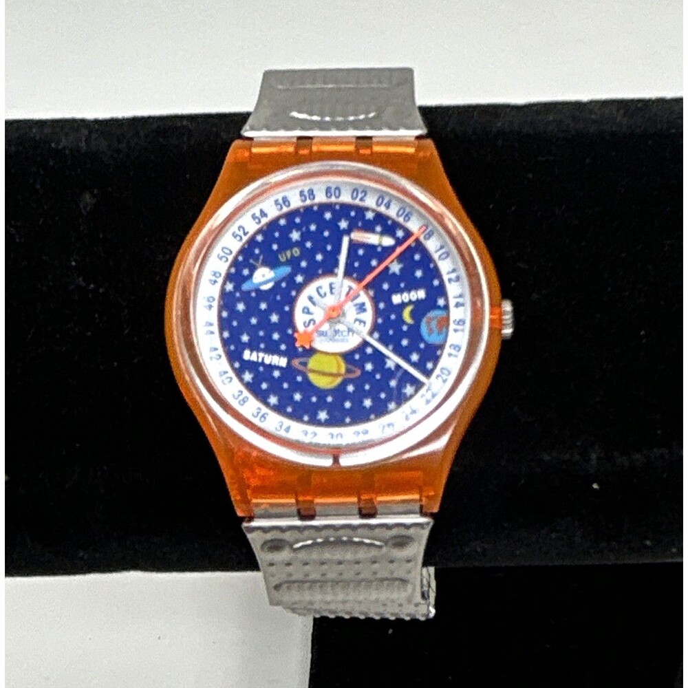 Vintage 1996 Swatch Watch STARRY SKY GR131 Space Theme Orange - Untested